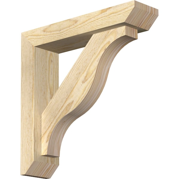 Ekena Millwork Funston Slat Rough Sawn Bracket w/ Offset Brace, Douglas Fir, 4"W x 16"D x 16"H BKT0402X16X16FST06RDF - main